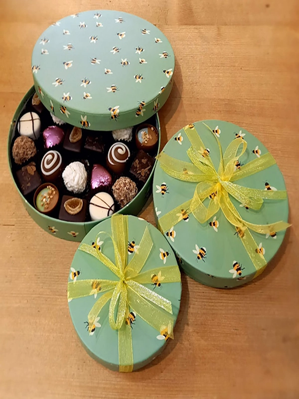 Luxury Gold Chocolate Lid-Off Box with Ribbon
